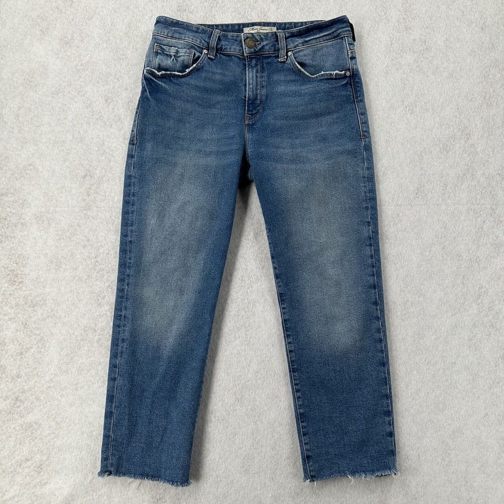 Mavi Niki High‎ Rise Straight Crop Jeans Size 8 Blue Raw Hem Denim